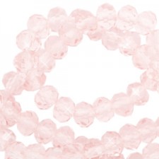Faceted glass beads 3x2mm disc Crystal blush rose-pearl shine coating